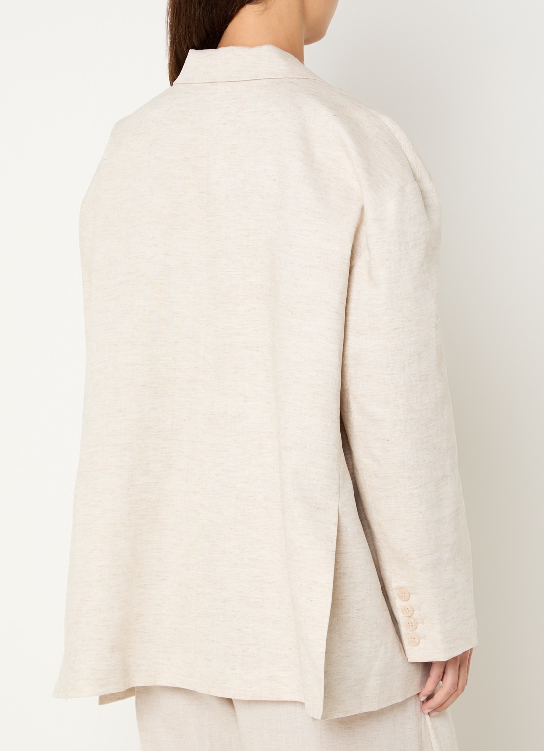 Gestuz Riava blazer in linnenblend met klepzakken - achterkant 3 creme
