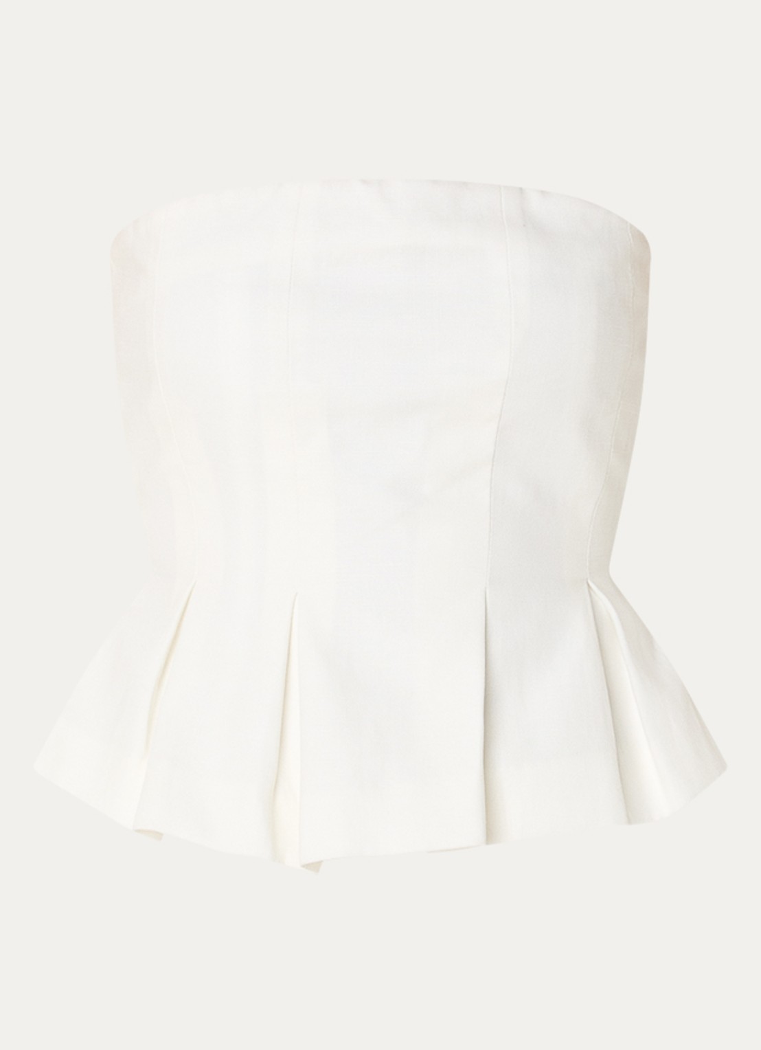 Gestuz Riava off shoulder top in linnenblend met plooien - voorkant 2 wit