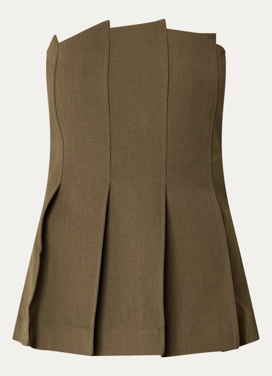 Gestuz Stacy top met plooidetail - voorkant khaki