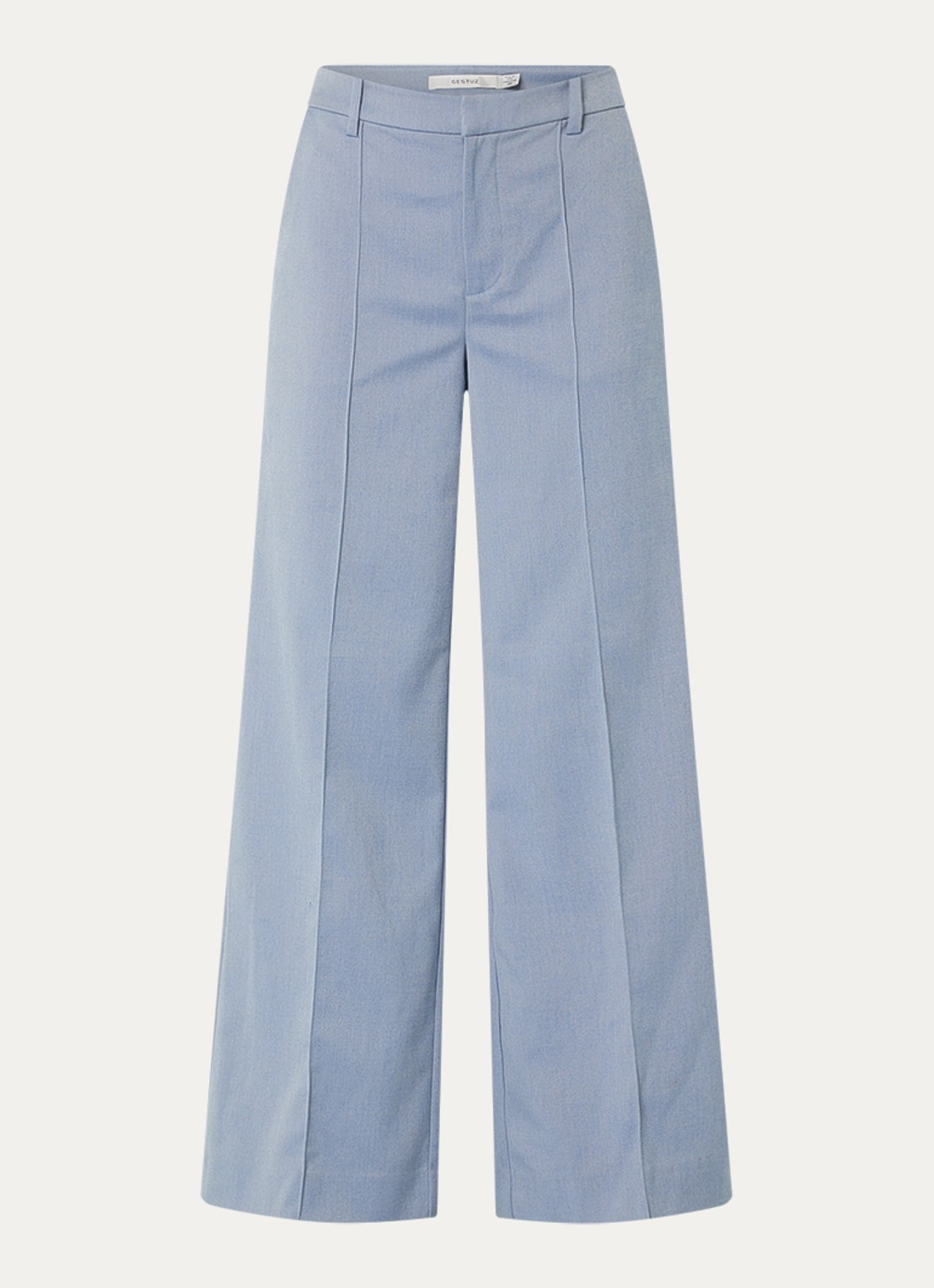 Gestuz Wendi high waist flared fit pantalon met steekzakken - voorkant 3 blauwgrijs