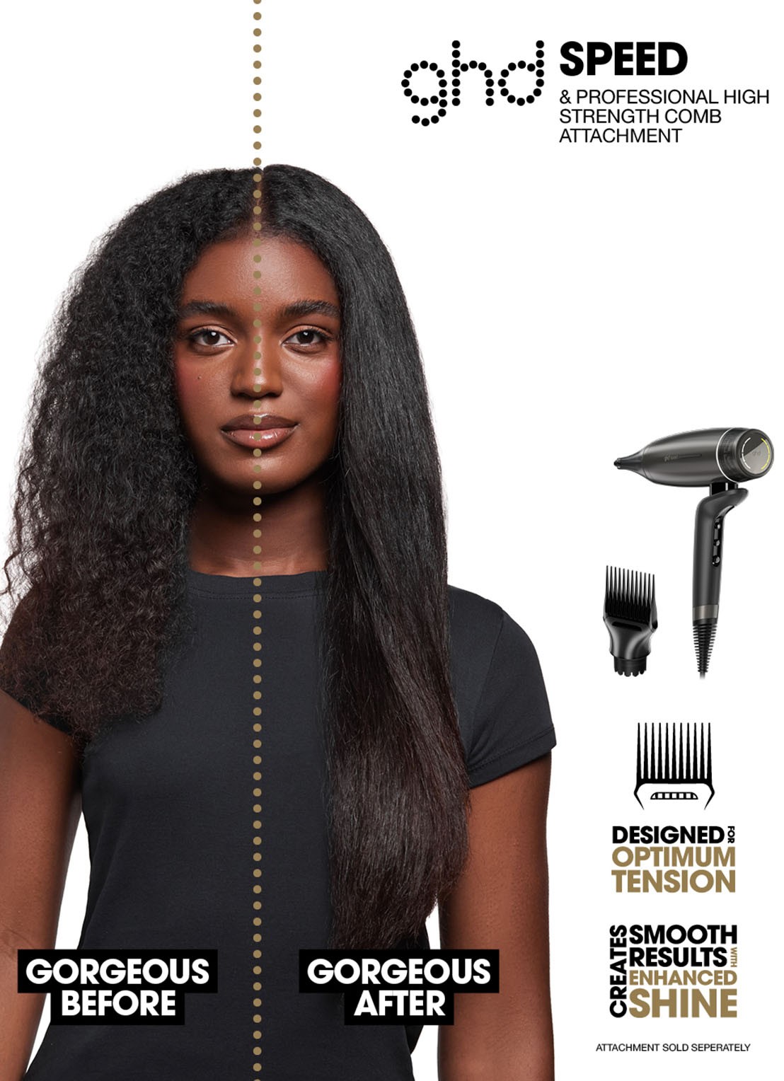 ghd High Strength comb voor ghd Speed hair dryer - voorkant 7 zwart