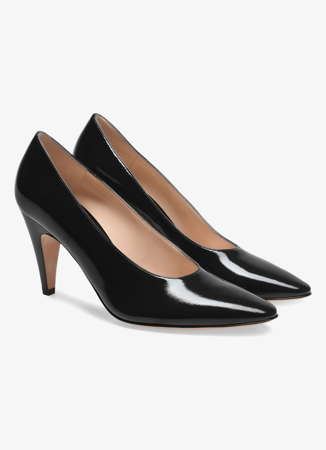 Gianvito Rossi Amelia pump van leer met lakfinish - voorkant 4 zwart