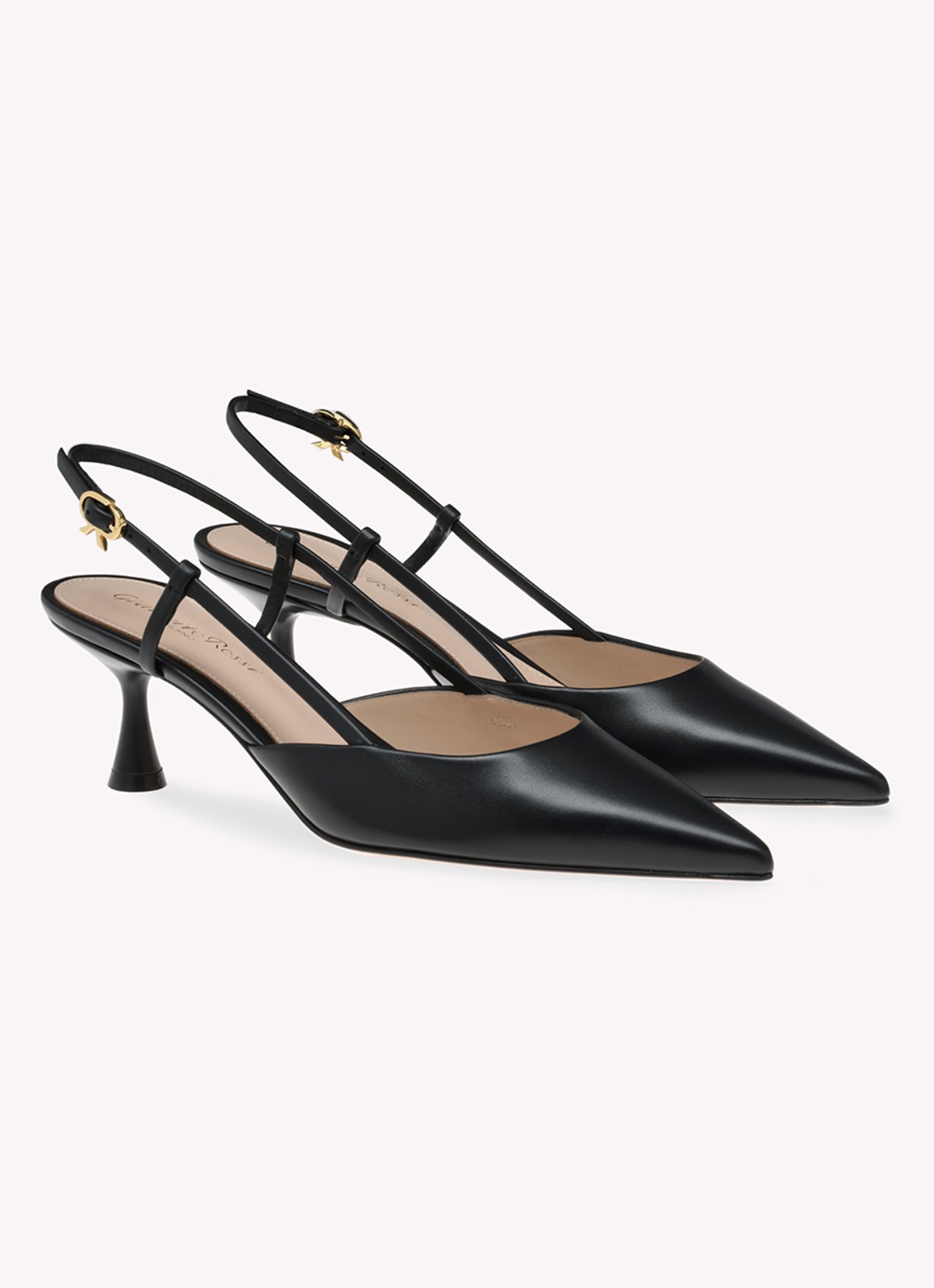 Gianvito Rossi Ascent slingback van kalfsleer                 - voorkant 3 zwart
