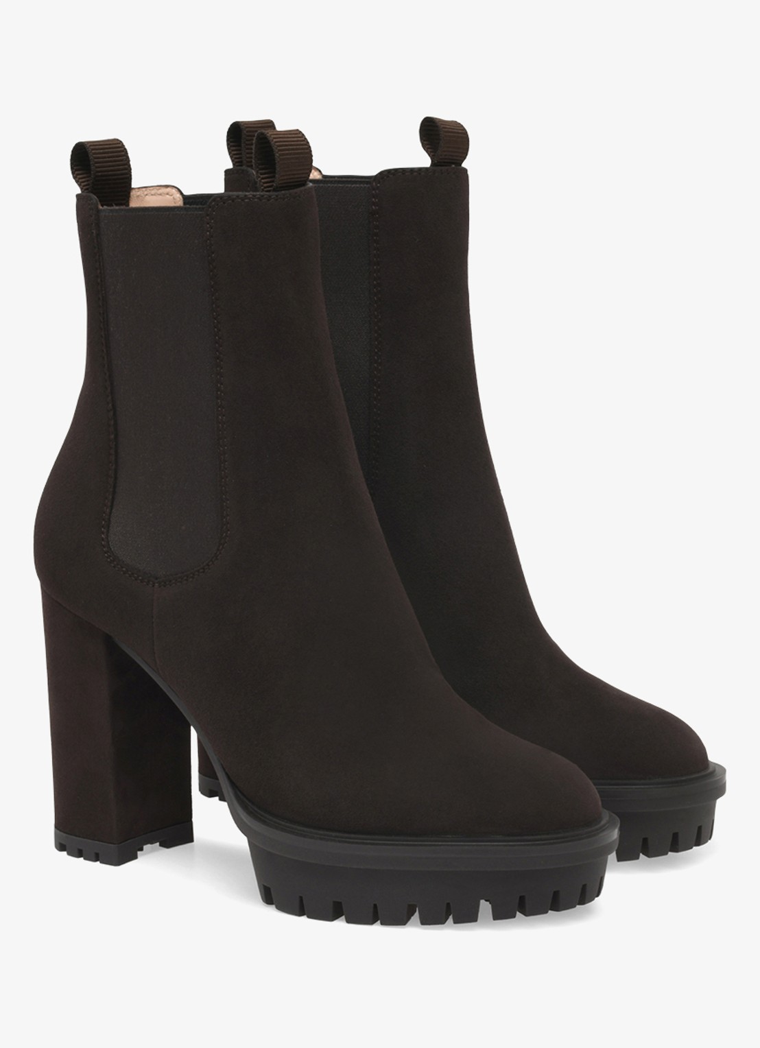 Gianvito Rossi Barry chelsea boot van suède - voorkant 3 donkerbruin