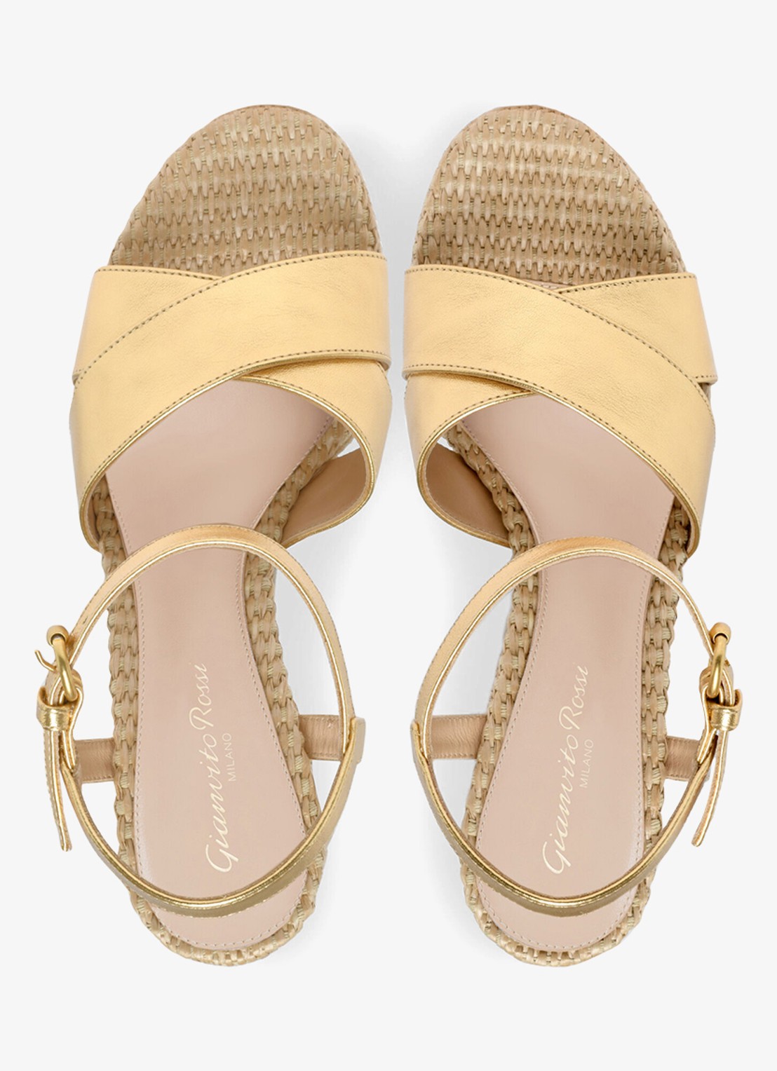 Gianvito Rossi Bebe sandalette van leer met metallic finish - detail 4 goud