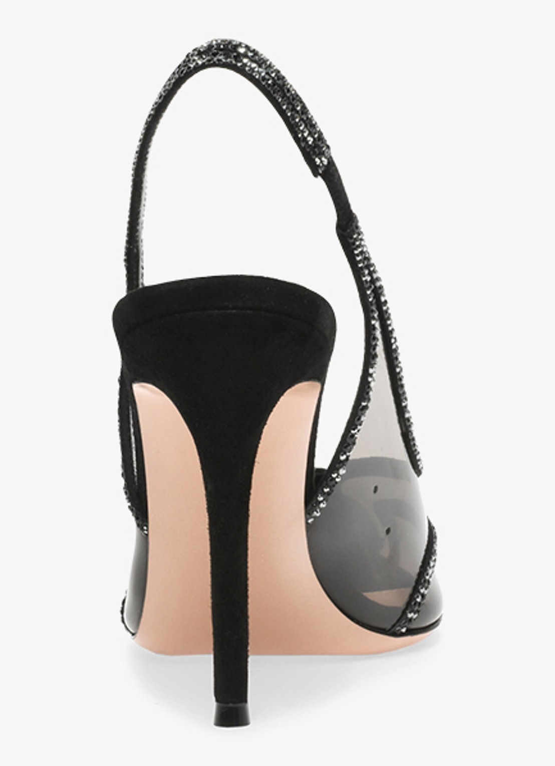 Gianvito Rossi Brenda slingback met suède details en strass - achterkant zwart
