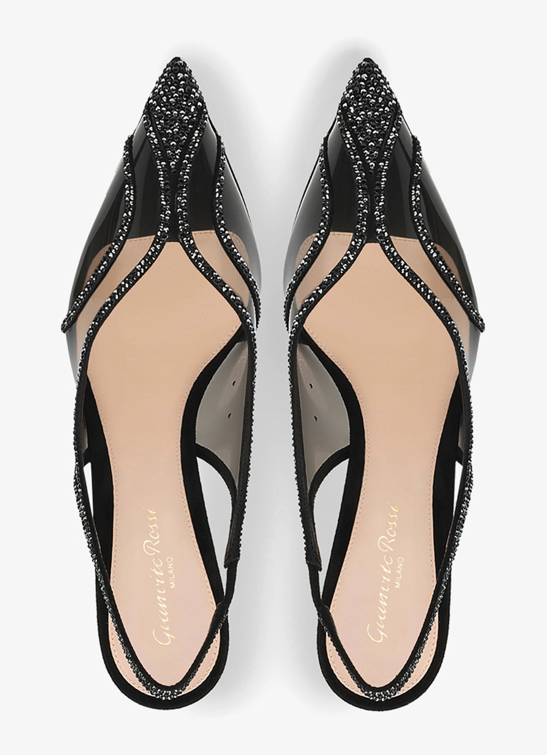 Gianvito Rossi Brenda slingback met suède details en strass - detail 4 zwart