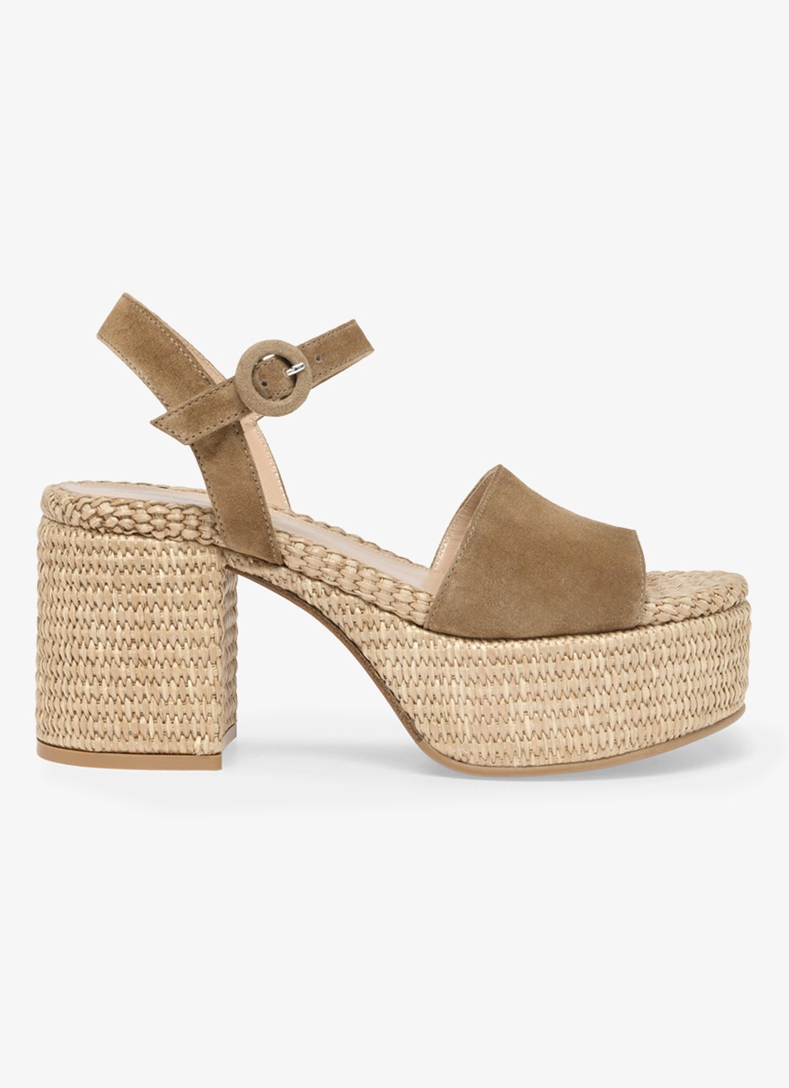 Gianvito Rossi Carol sandalette van suède - voorkant camel