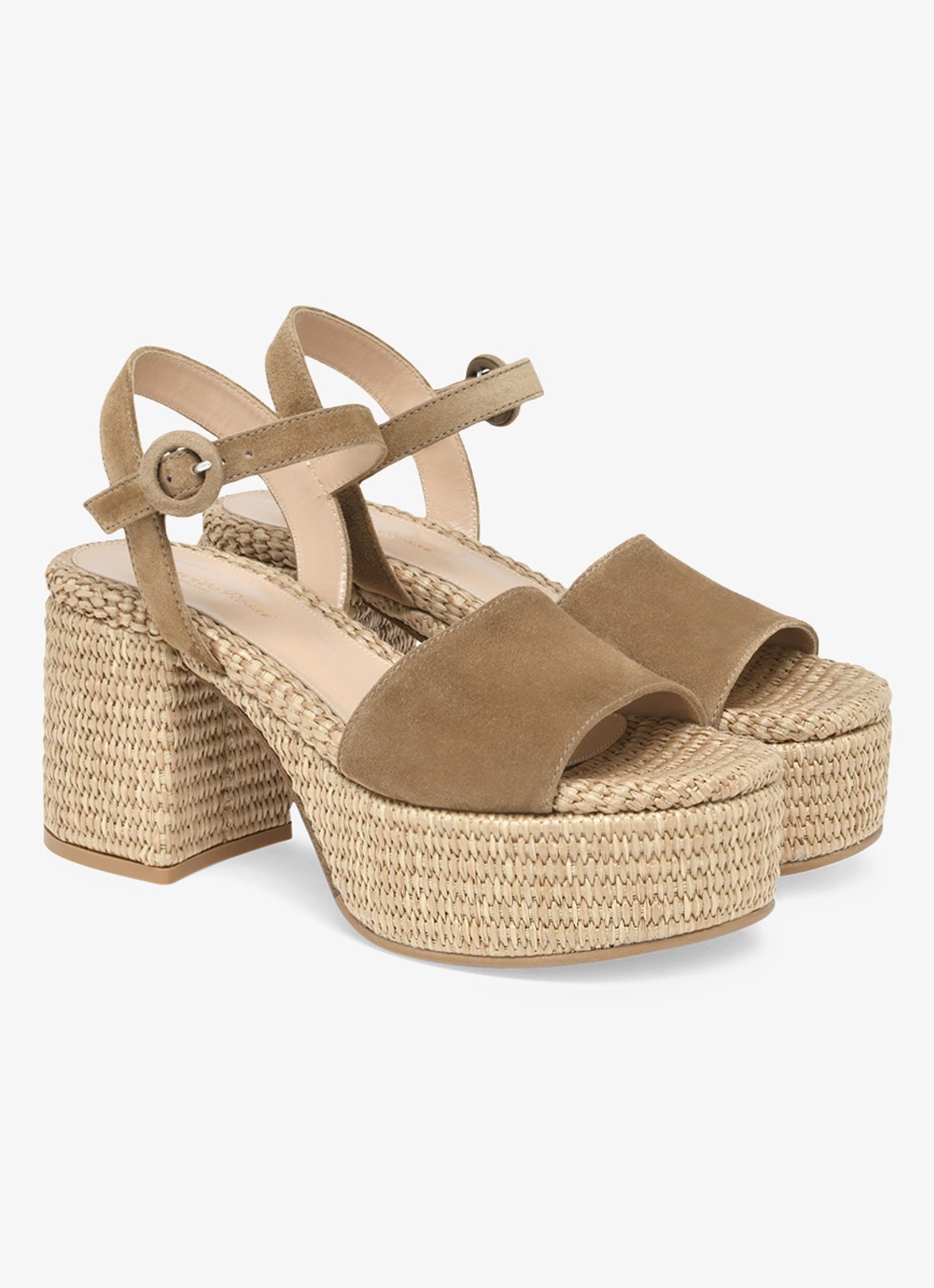 Gianvito Rossi Carol sandalette van suède - voorkant 2 camel