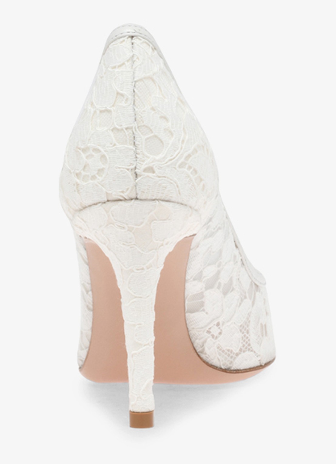 Gianvito Rossi Claudia 85 pump van suède met kant - achterkant wit