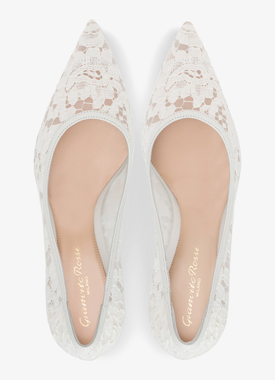 Gianvito Rossi Claudia 85 pump van suède met kant - detail 4 wit