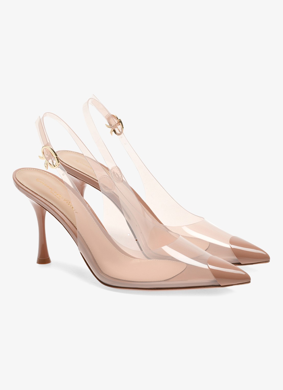 Gianvito Rossi Diana 85 slingback met lakfinish - voorkant 4 beige