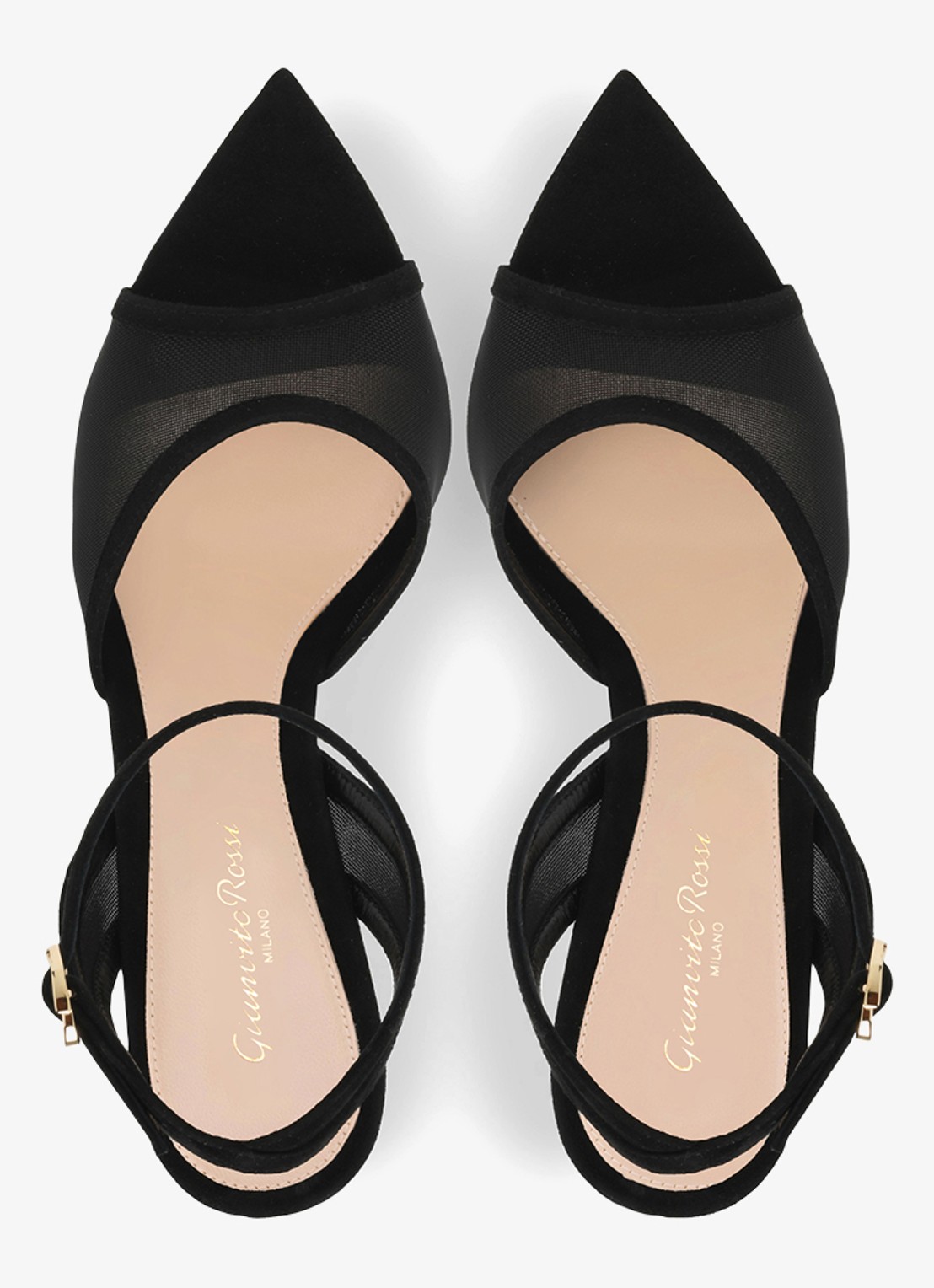 Gianvito Rossi Dorotea sandalette van suède - detail zwart