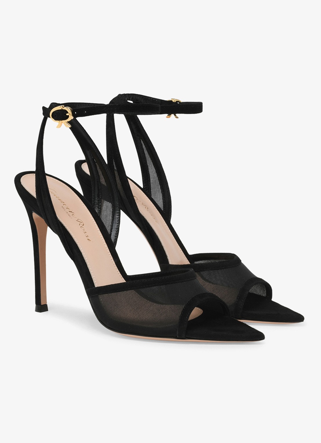 Gianvito Rossi Dorotea sandalette van suède - voorkant 4 zwart