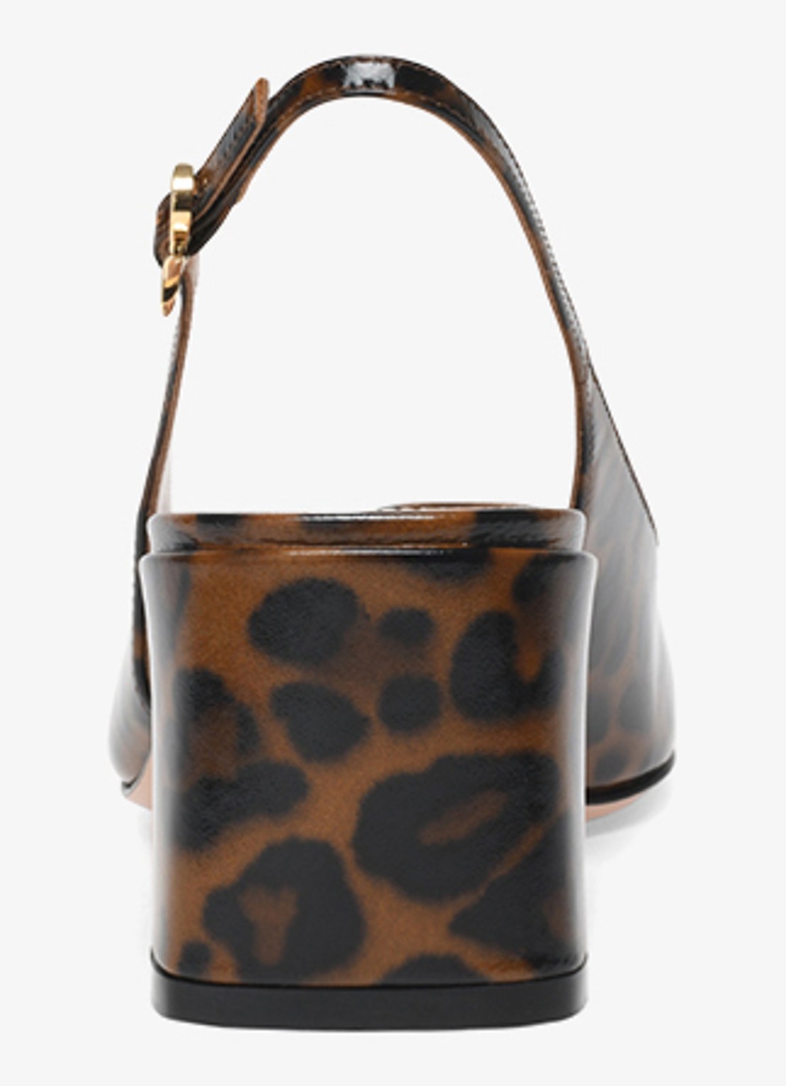Gianvito Rossi Freeda Sling 55 slingback van lakleer met panterprint - achterkant 4 donkerbruin