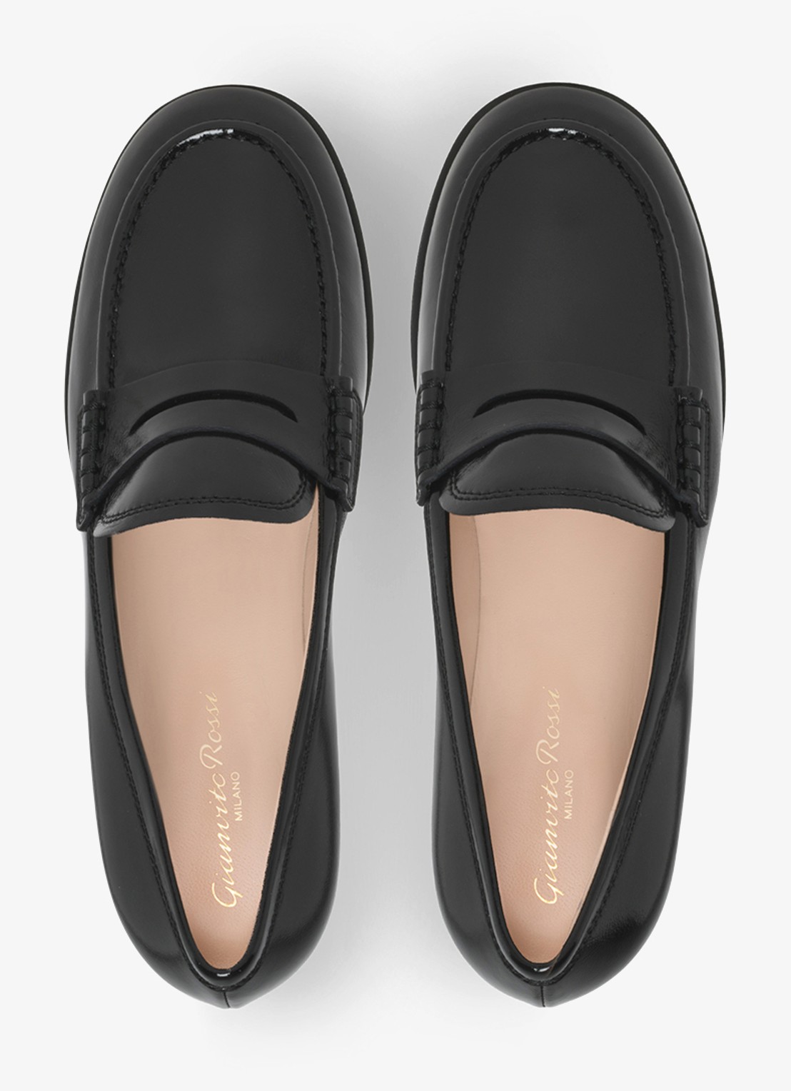 Gianvito Rossi Georgie mocassin van leer met lakfinish - detail 3 zwart