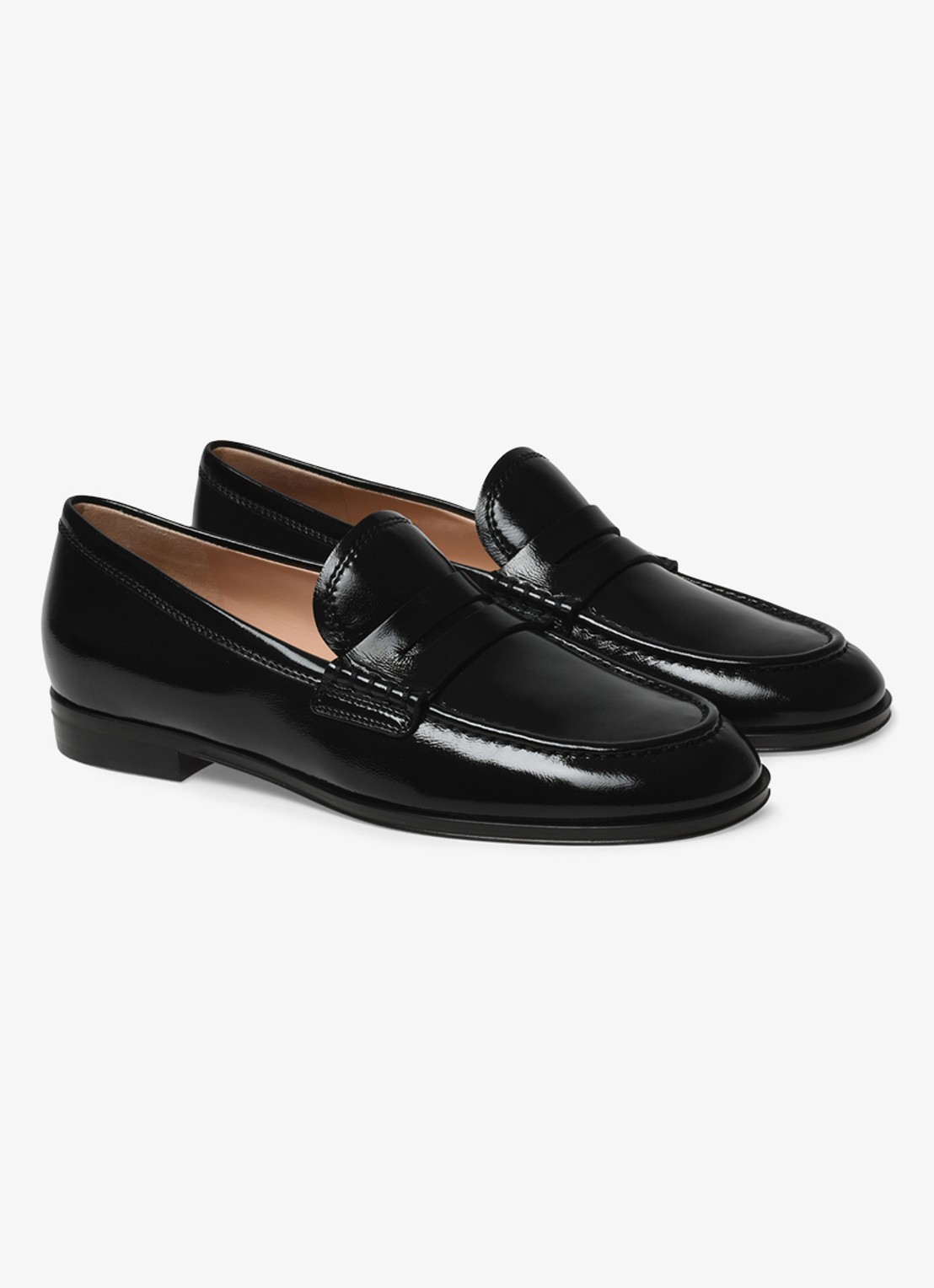 Gianvito Rossi Georgie mocassin van leer met lakfinish - voorkant 2 zwart