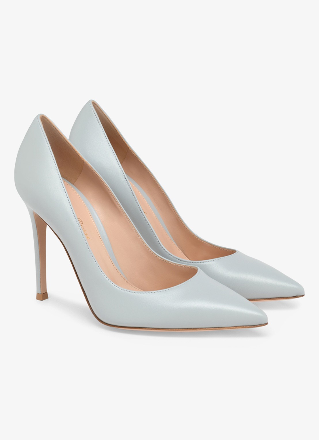 Gianvito Rossi Gianvito 105 pump van leer - voorkant 4 blauwgrijs