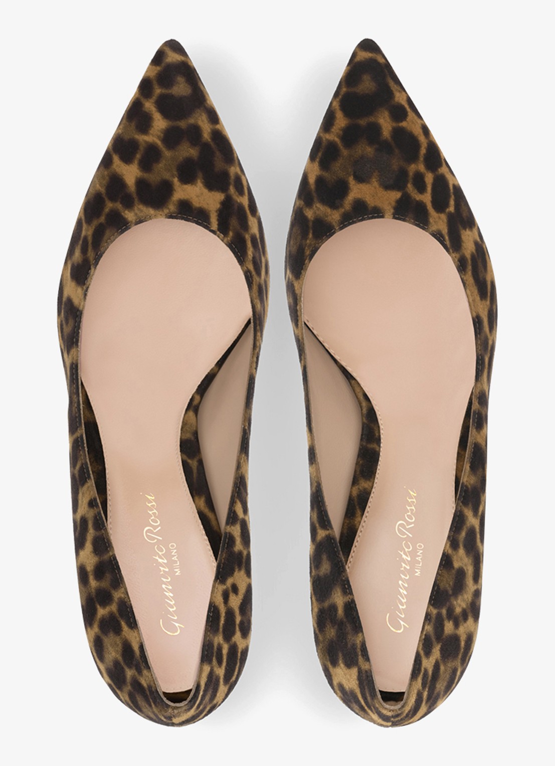 Gianvito Rossi Gianvito 70 pump van suède met panterprint - detail 3 bruin