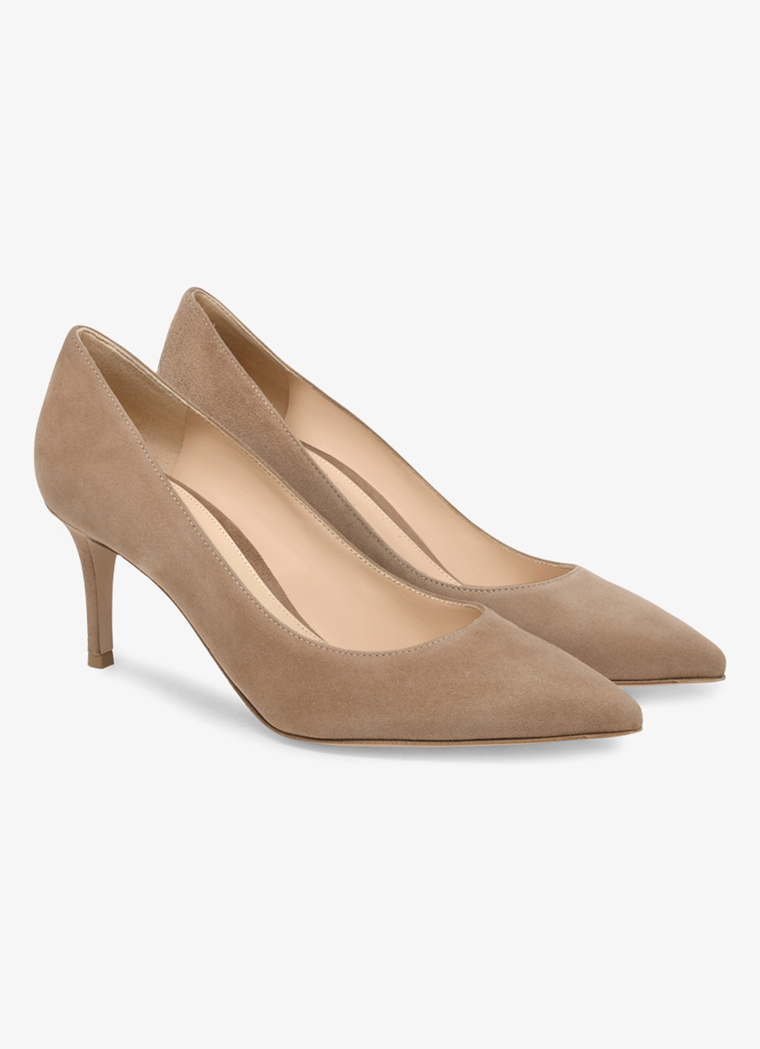 Gianvito Rossi Gianvito 70 pump van suède - voorkant 4 beige