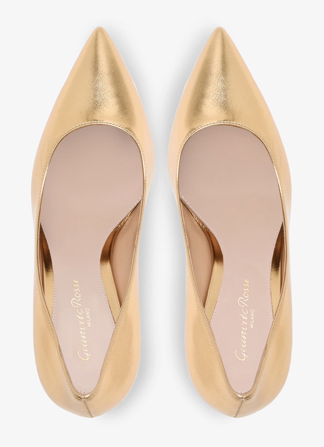 Gianvito Rossi Gianvito 85 pump van leer met metallic finish - detail 4 goud