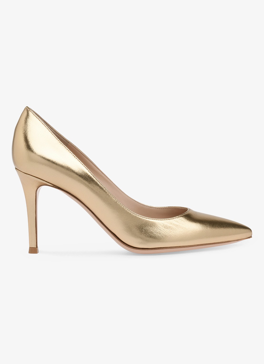 Gianvito Rossi Gianvito 85 pump van leer met metallic finish - voorkant goud