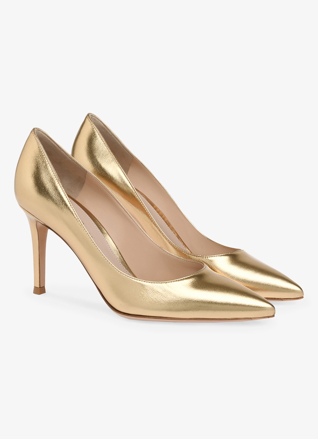 Gianvito Rossi Gianvito 85 pump van leer met metallic finish - voorkant 2 goud
