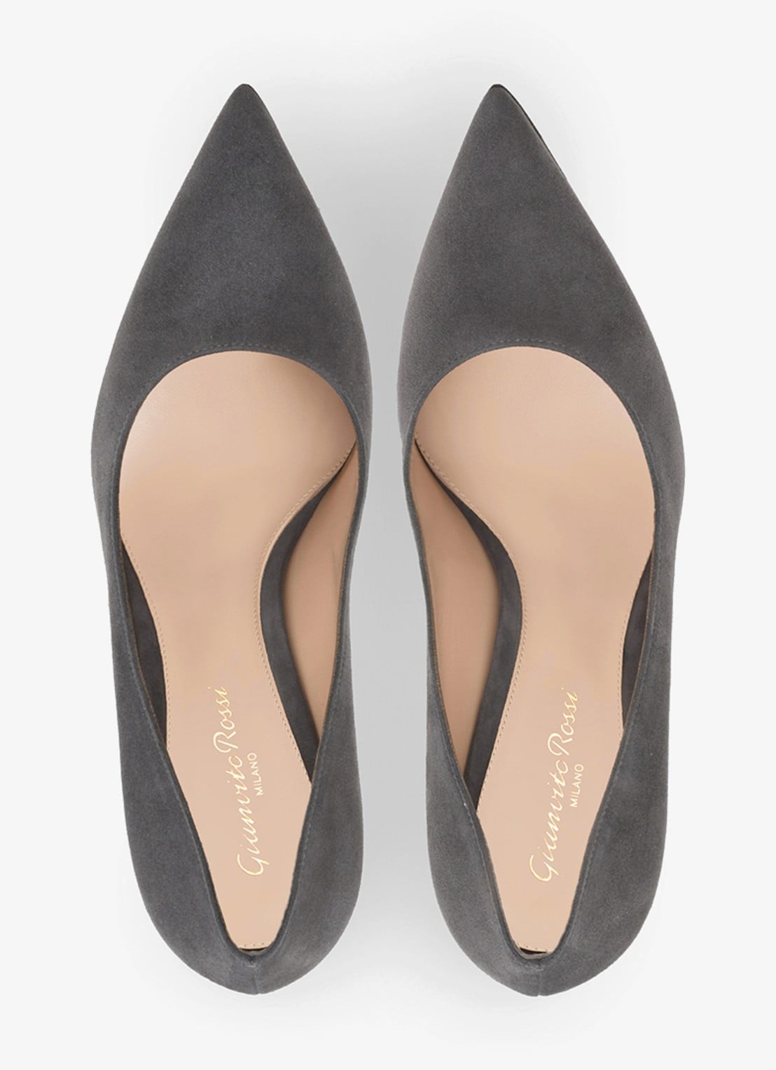 Gianvito Rossi Gianvito 85 pump van suède - detail 4 grijs