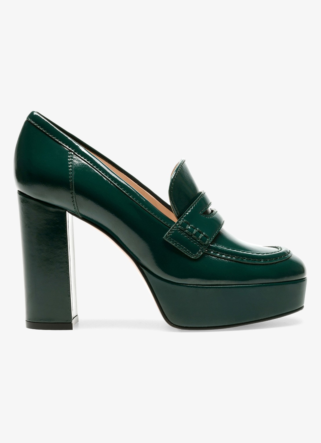 Gianvito Rossi Hadden mocassin van leer met lakfinish - voorkant 3 donkergroen