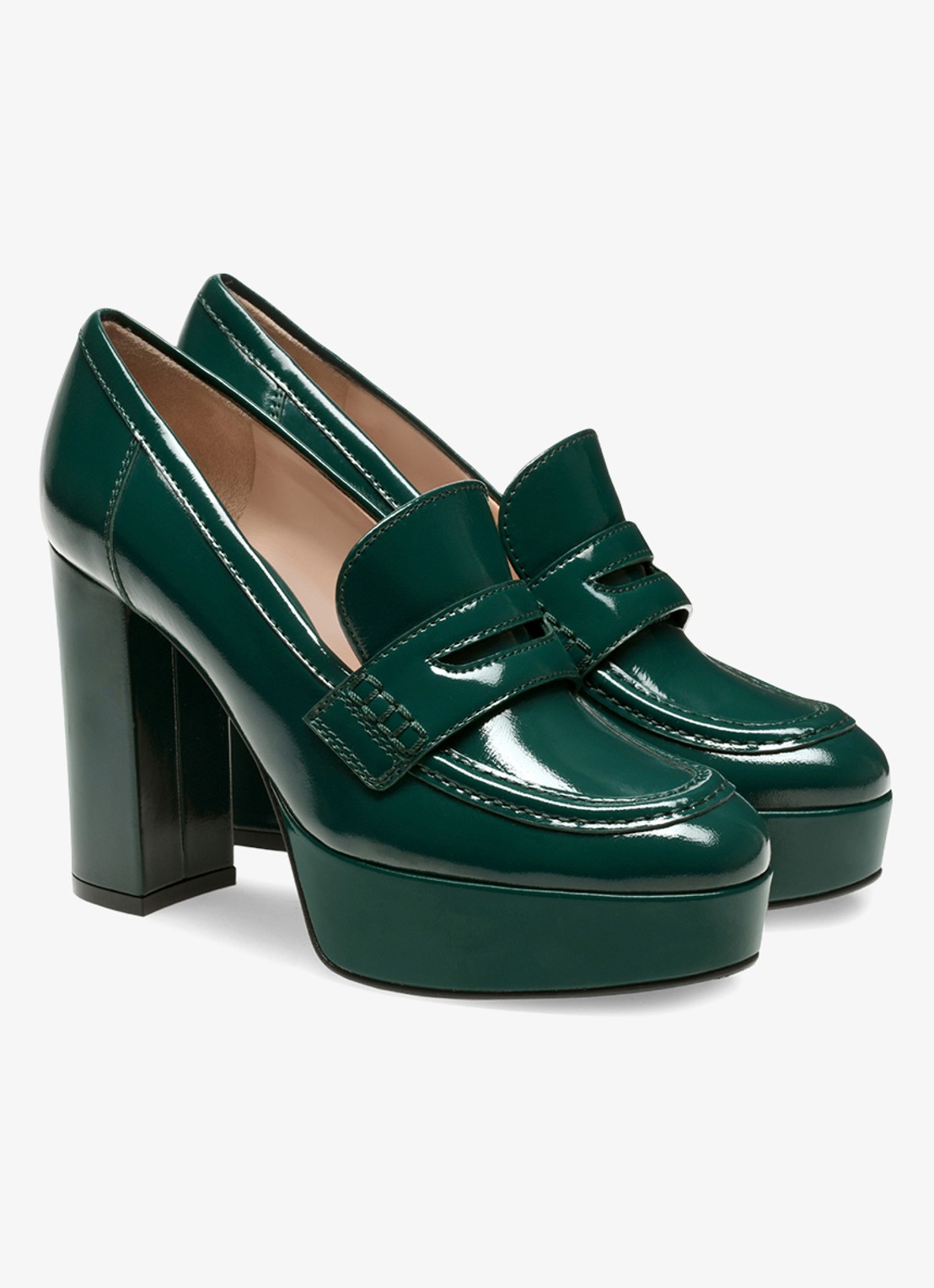 Gianvito Rossi Hadden mocassin van leer met lakfinish - voorkant 4 donkergroen