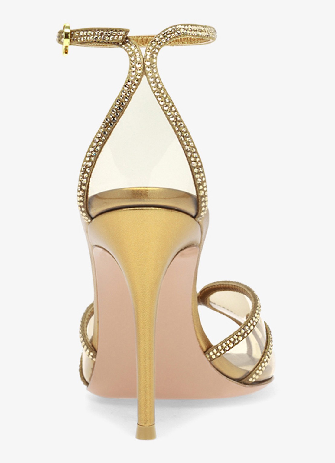 Gianvito Rossi Isabel sandalette met suède details en strass - achterkant goud
