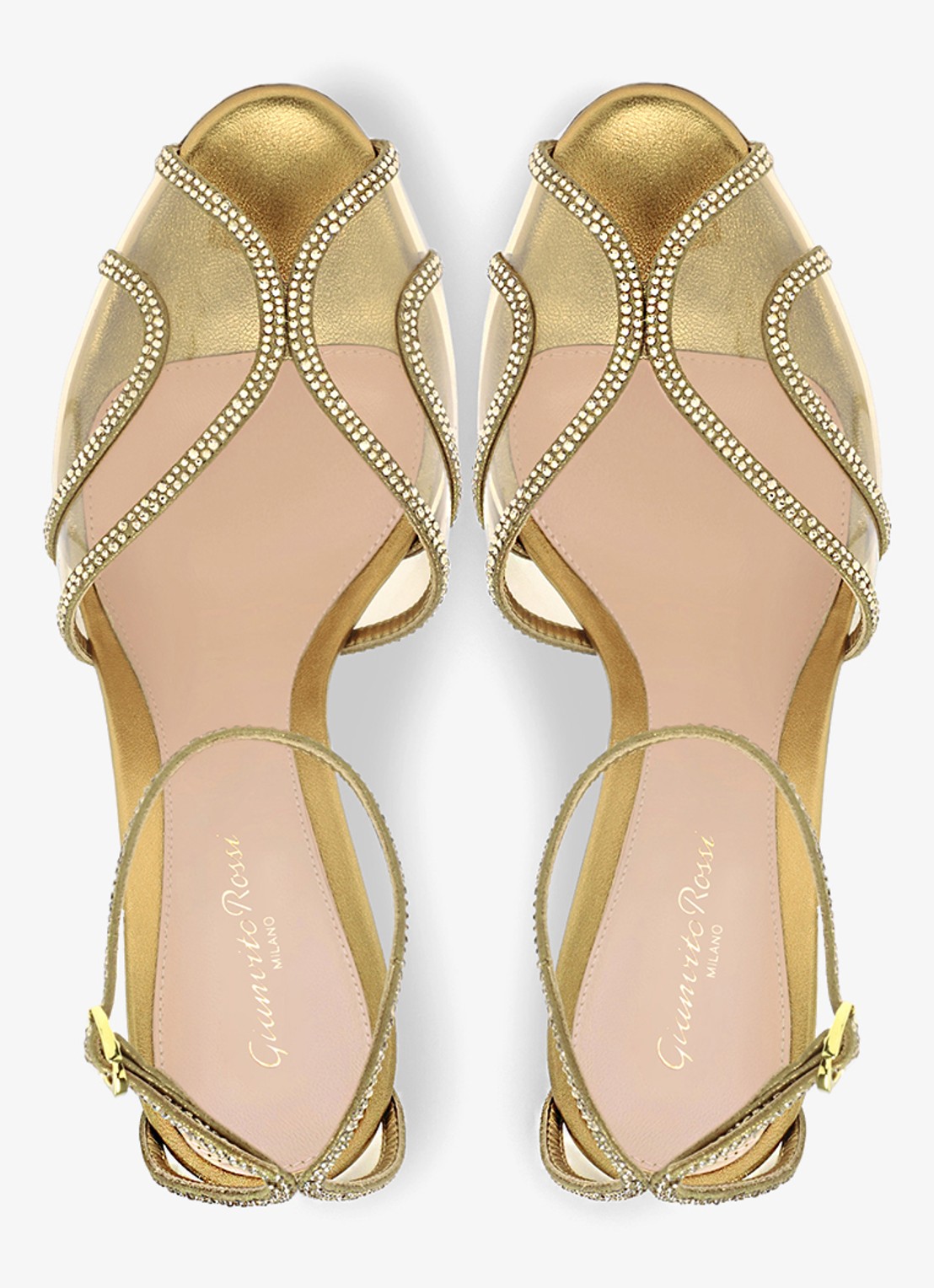 Gianvito Rossi Isabel sandalette met suède details en strass - detail 4 goud