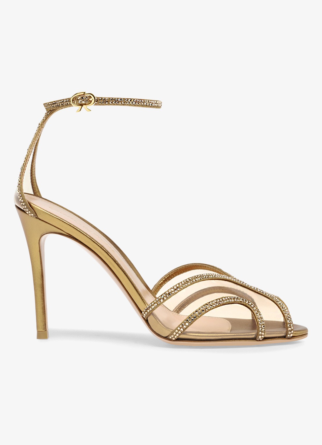 Gianvito Rossi Isabel sandalette met suède details en strass - voorkant 2 goud