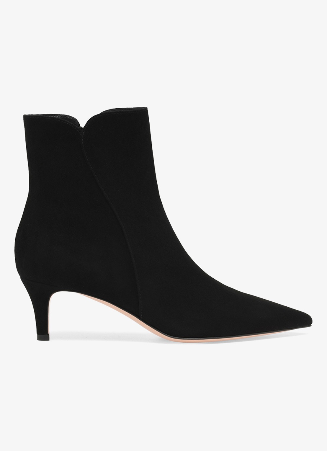 Gianvito Rossi Levy 55 enkellaarsje van suède - voorkant zwart