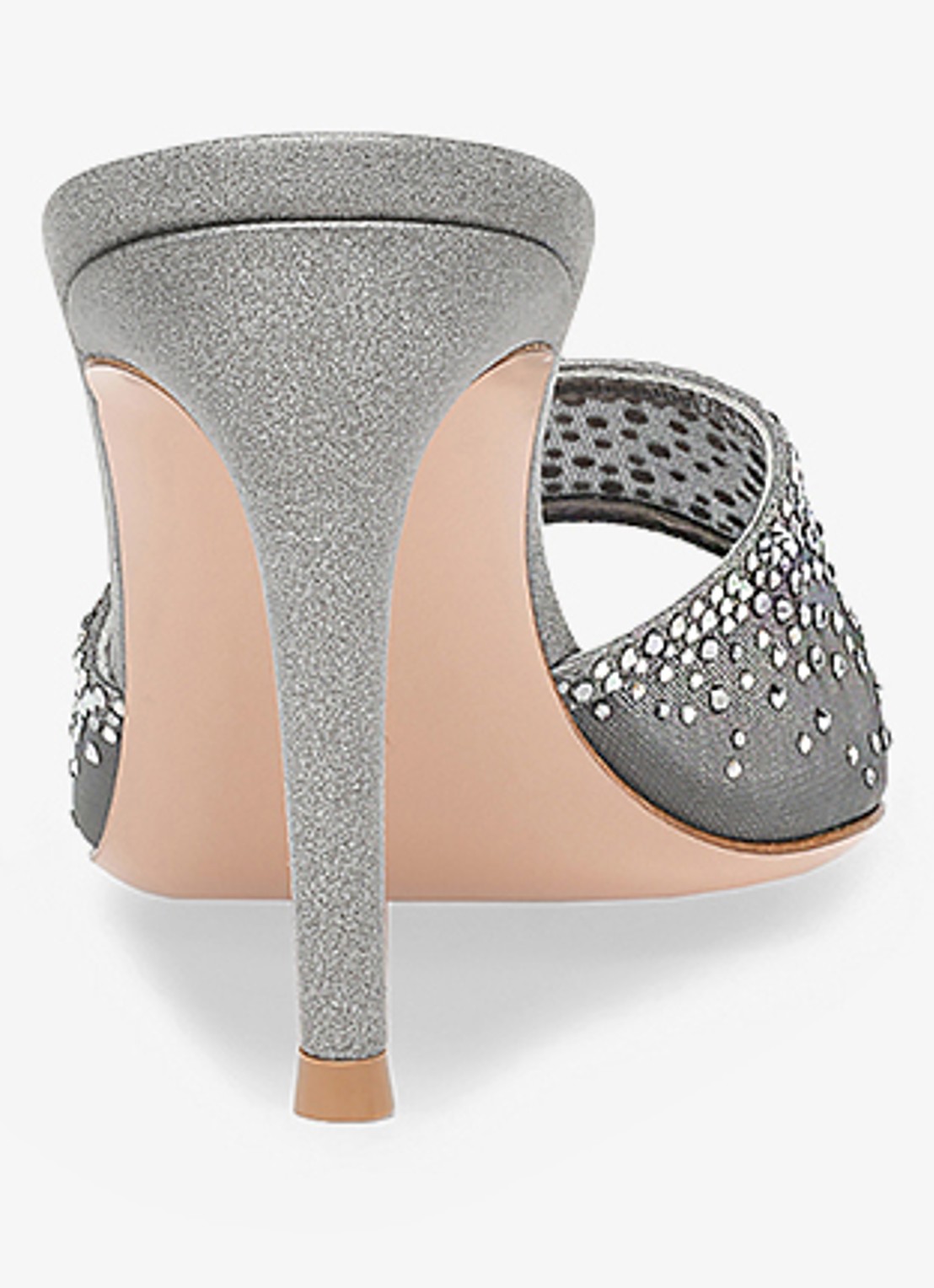 Gianvito Rossi Rania Mule 85 muiltje met suède details en strass - achterkant 2 zilver