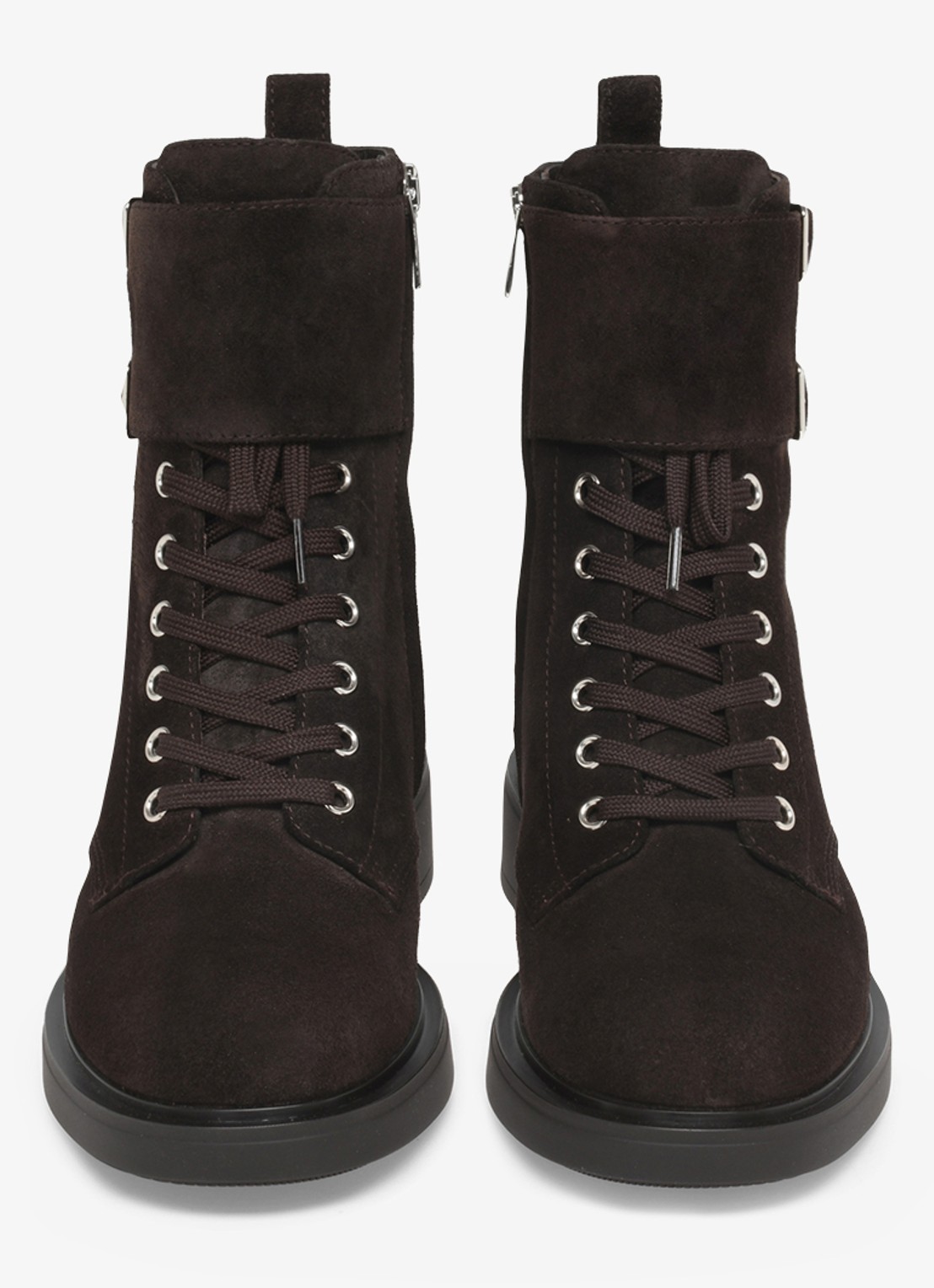 Gianvito Rossi Ripley biker boot van suède - detail 4 donkerbruin