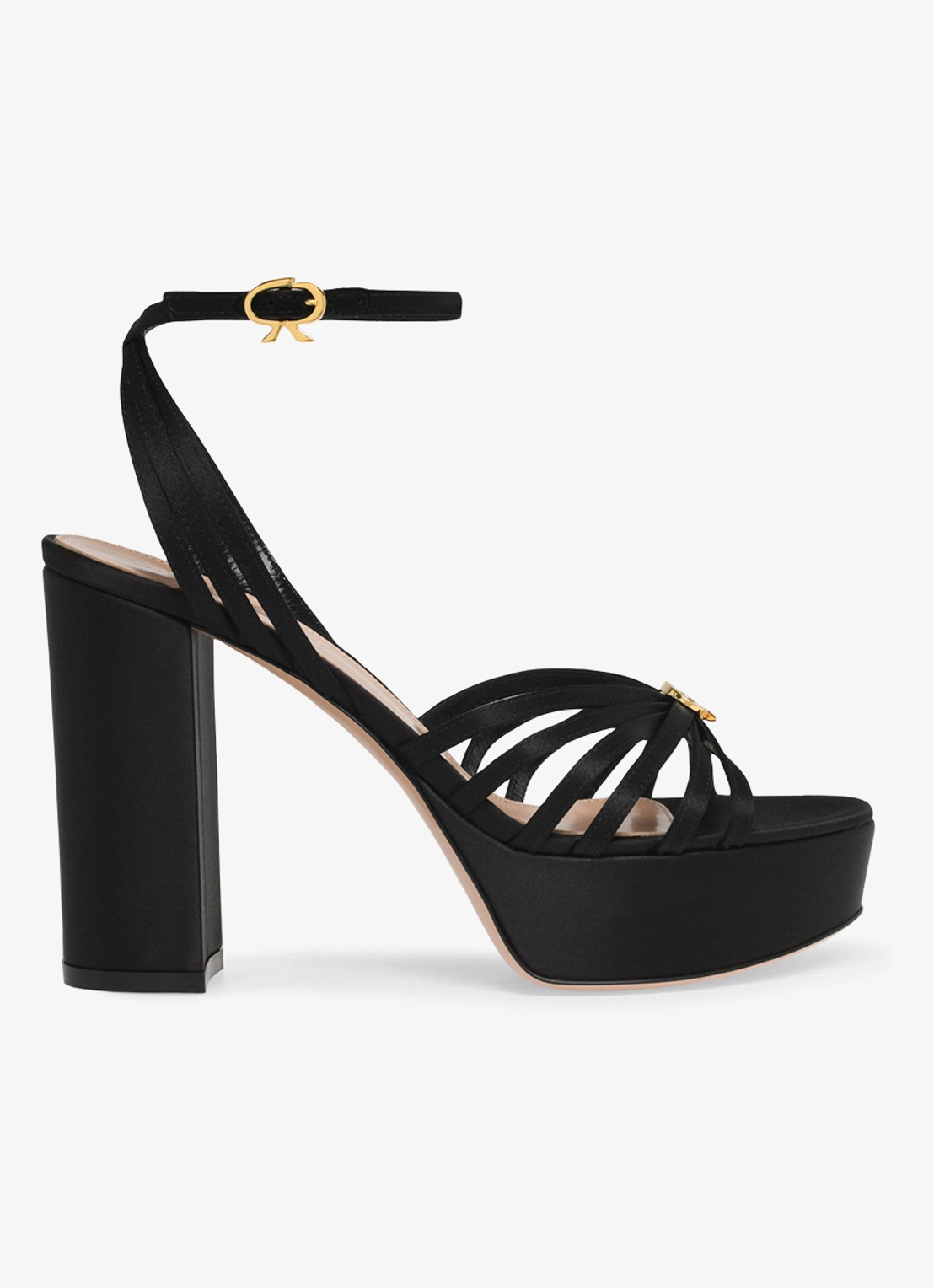 Gianvito Rossi Rita sandalette van satijn - voorkant 2 zwart