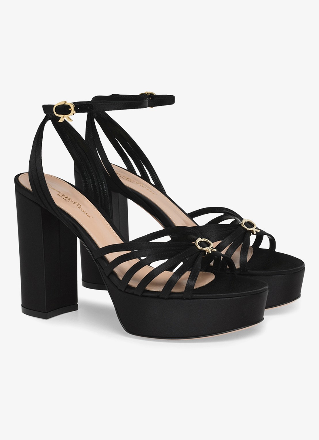 Gianvito Rossi Rita sandalette van satijn - voorkant 3 zwart