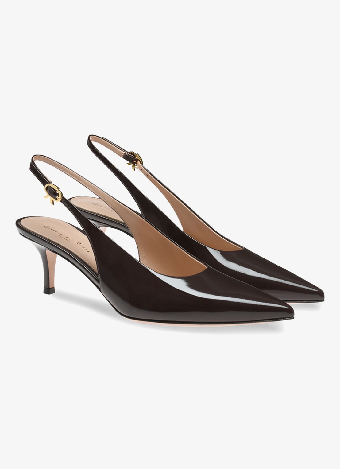 Gianvito Rossi Robbie Sling 55 slingback van lakleer - voorkant 4 zwart