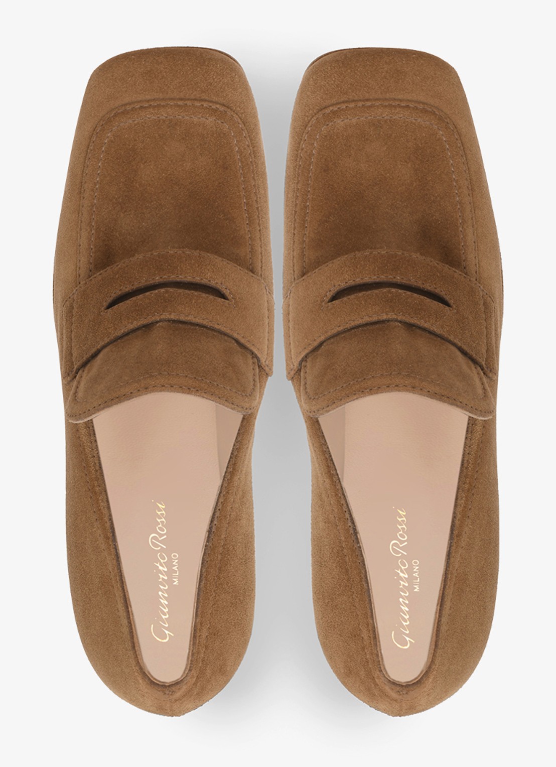 Gianvito Rossi Rouen 45 mocassin van suède - detail bruin