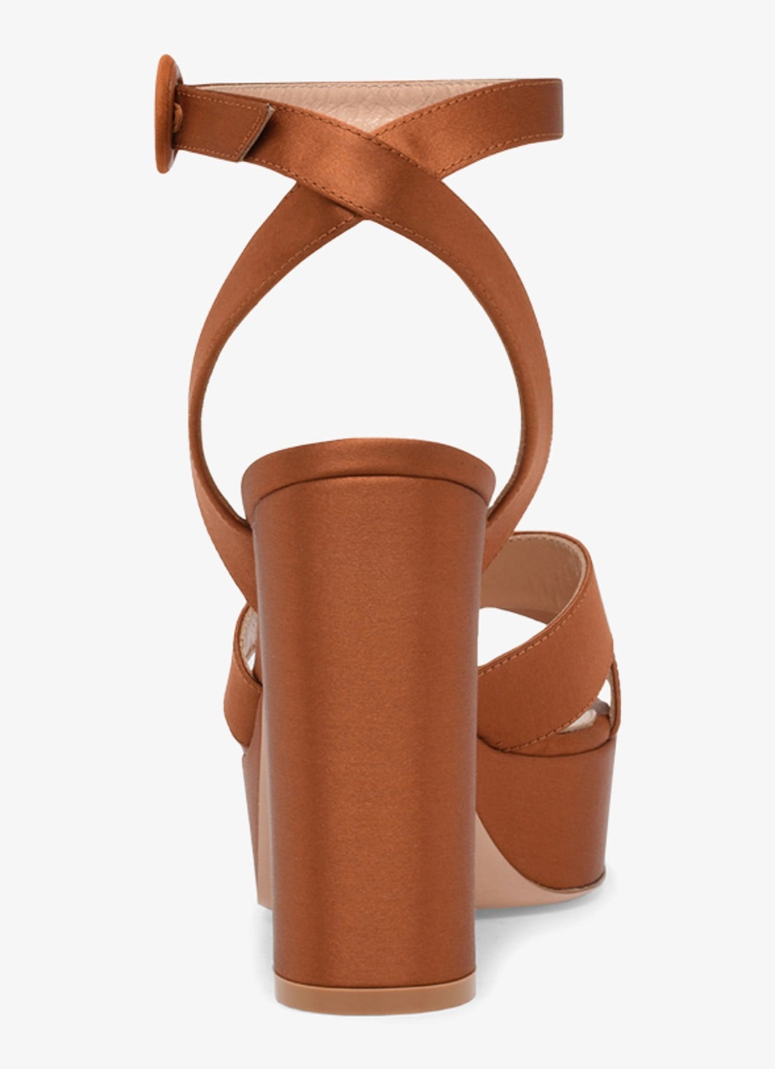 Gianvito Rossi Sabrina sandalette van satijn - achterkant cognac