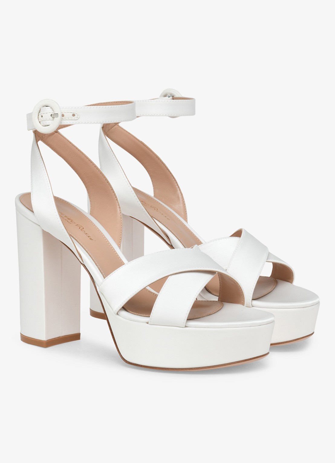 Gianvito Rossi Sabrina sandalette van satijn - voorkant 3 wit