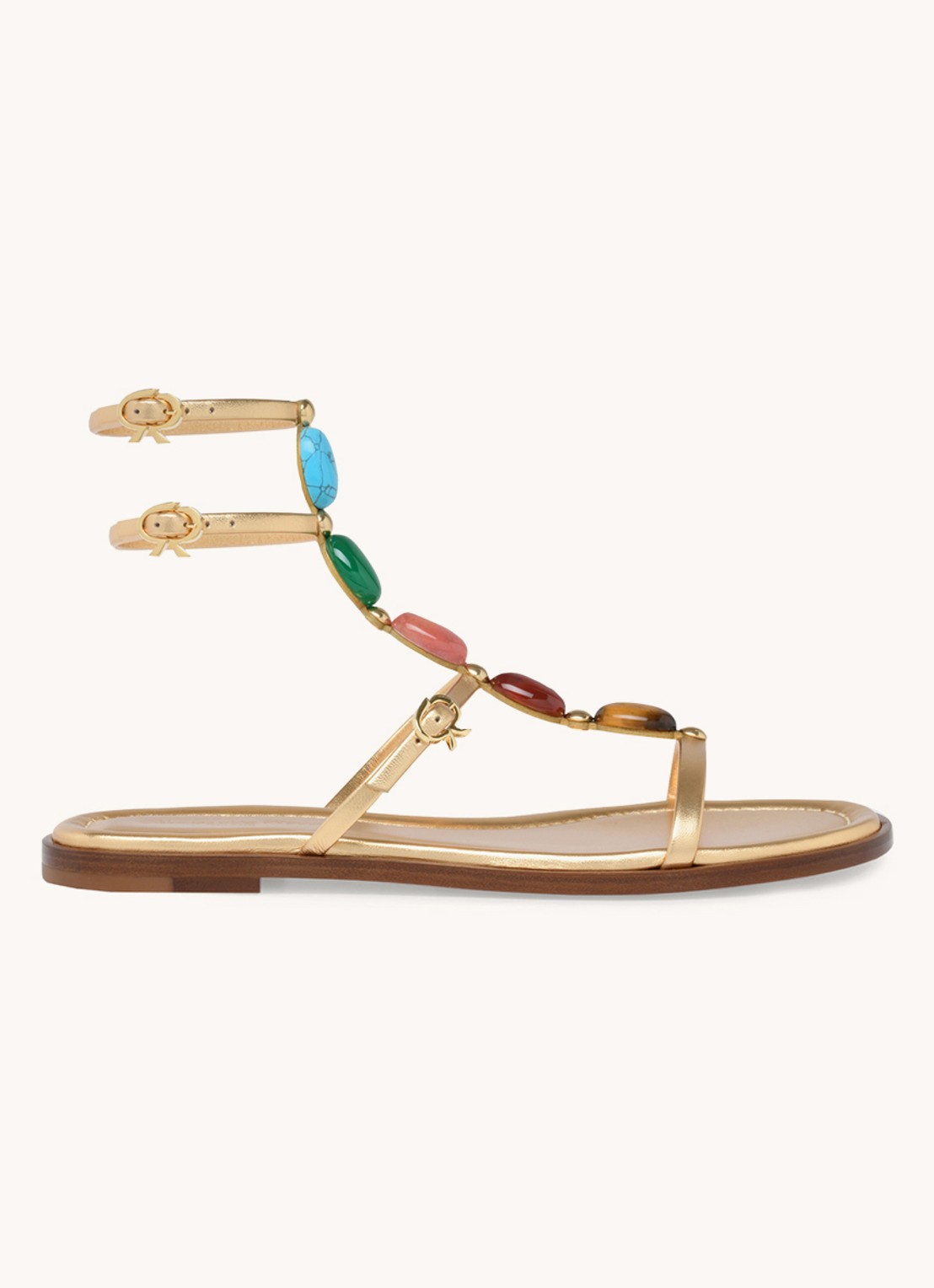 Gianvito Rossi Shanti 05 sandaal van lamsleer - voorkant goud