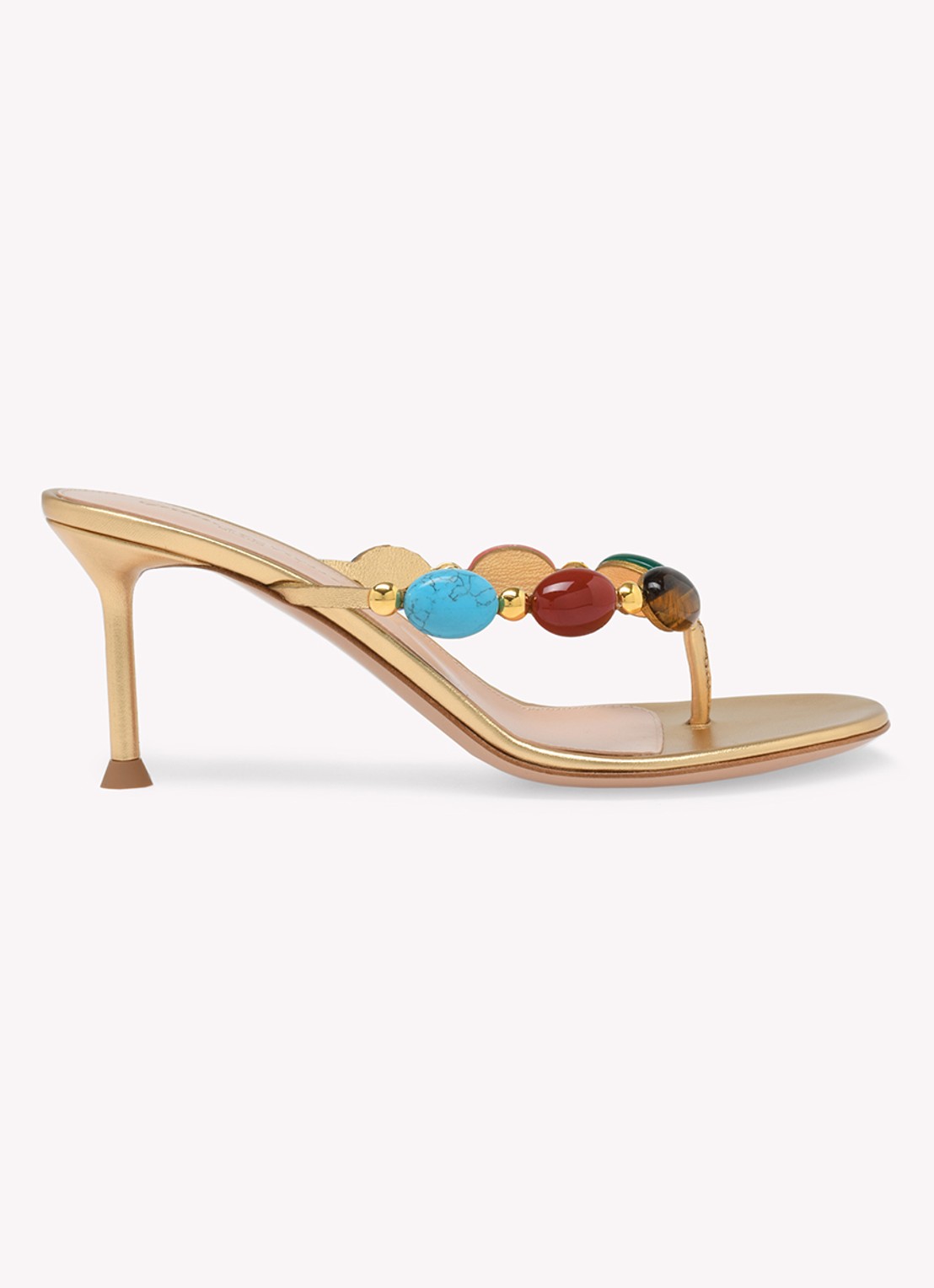 Gianvito Rossi Shanti muiltje van suède en leren details - voorkant 3 goud