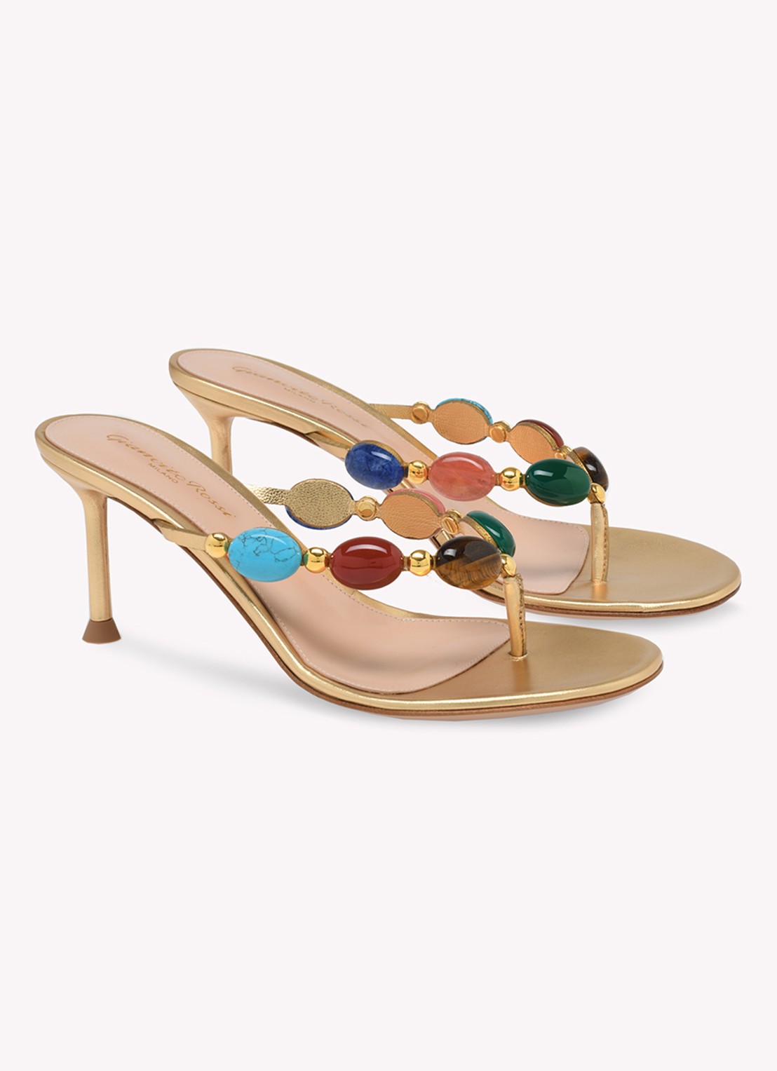 Gianvito Rossi Shanti muiltje van suède en leren details - voorkant 4 goud
