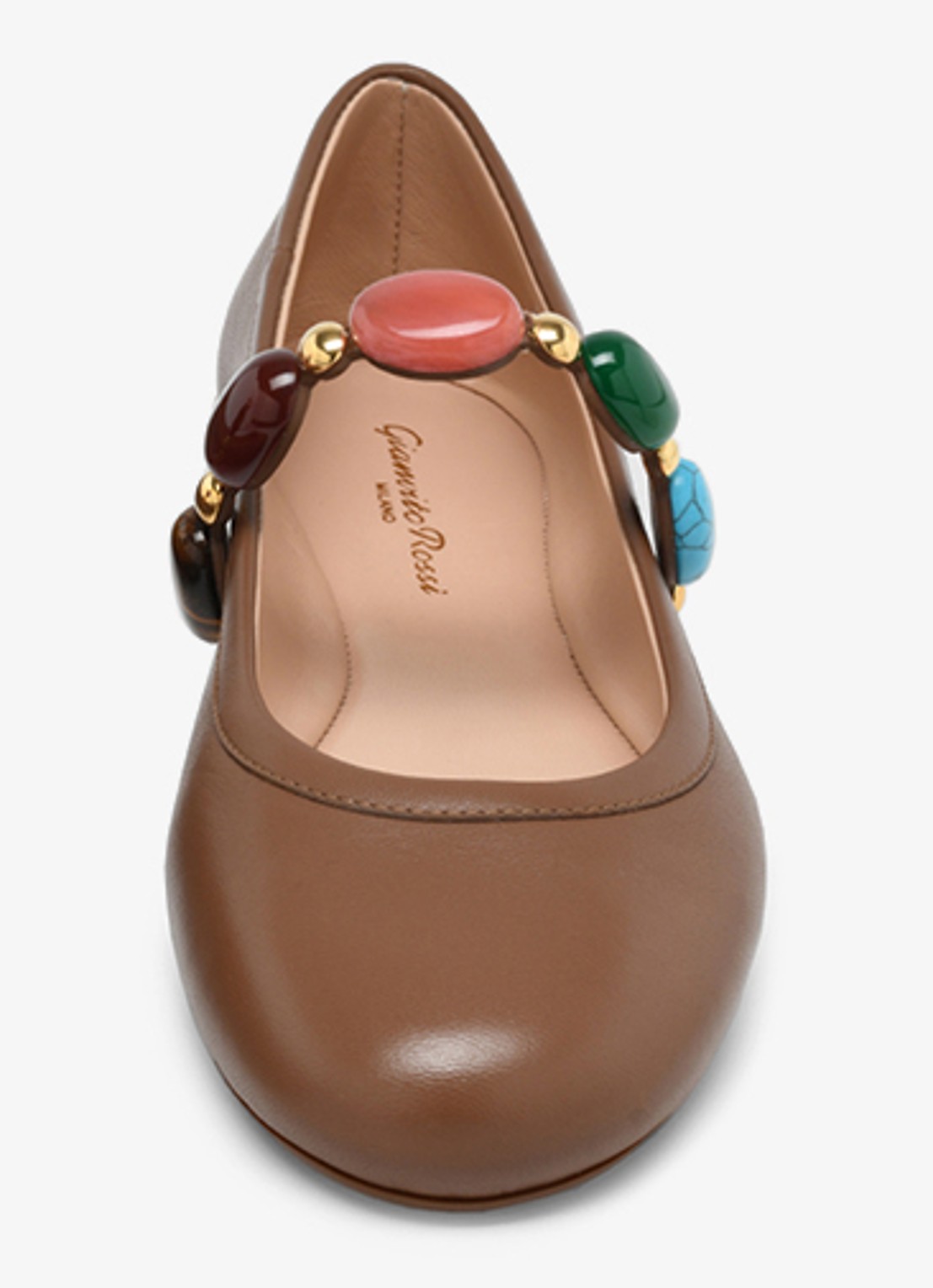 Gianvito Rossi Shanty Mary Jane ballerina van leer - detail 4 bruin