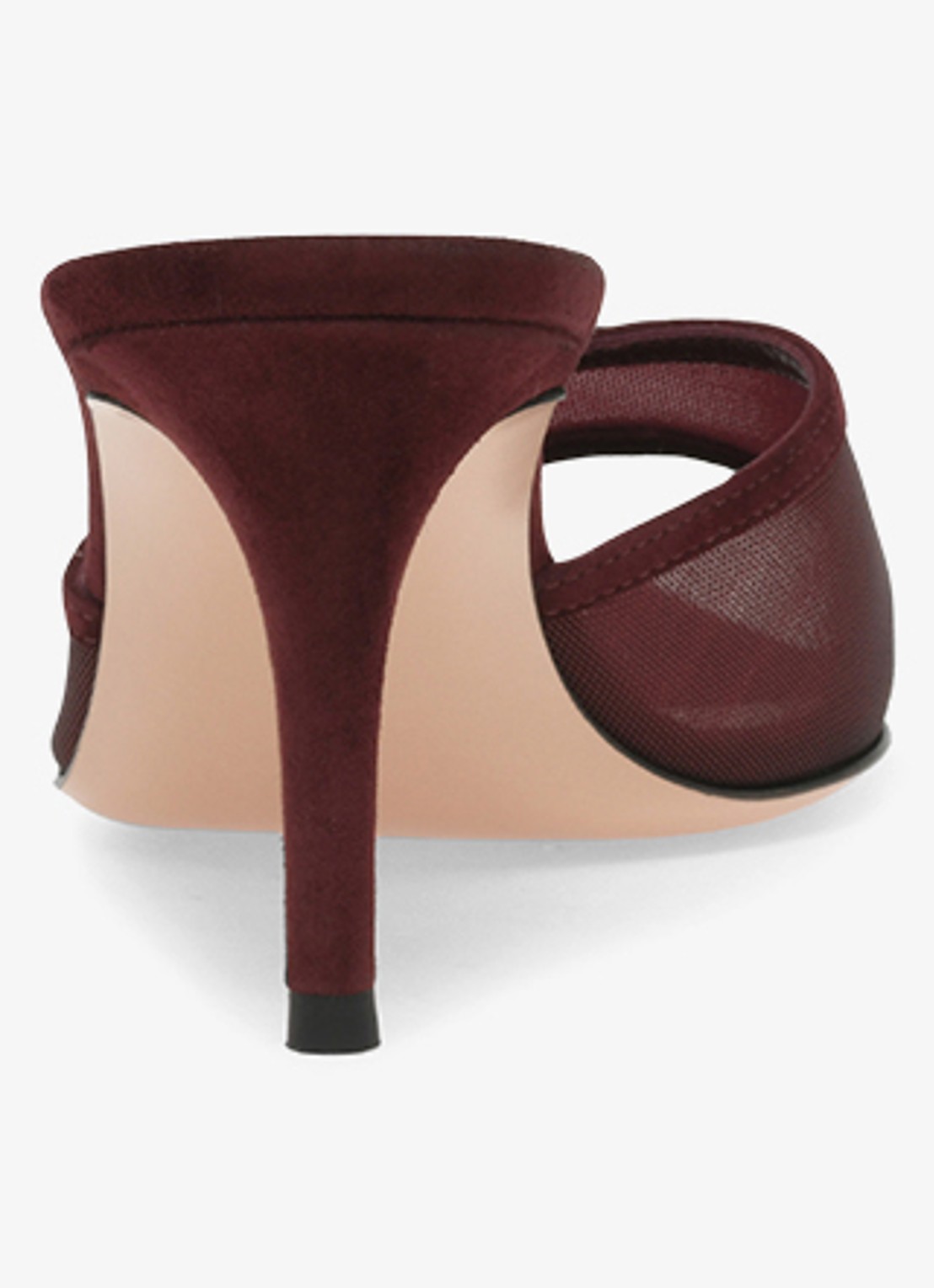 Gianvito Rossi Sienna 70 muiltje van suède - achterkant donkerrood