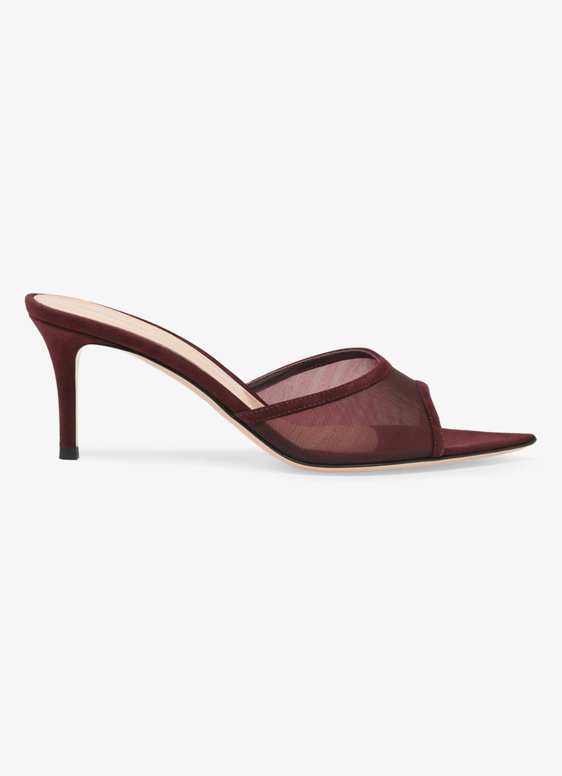 Gianvito Rossi Sienna 70 muiltje van suède - voorkant 3 donkerrood
