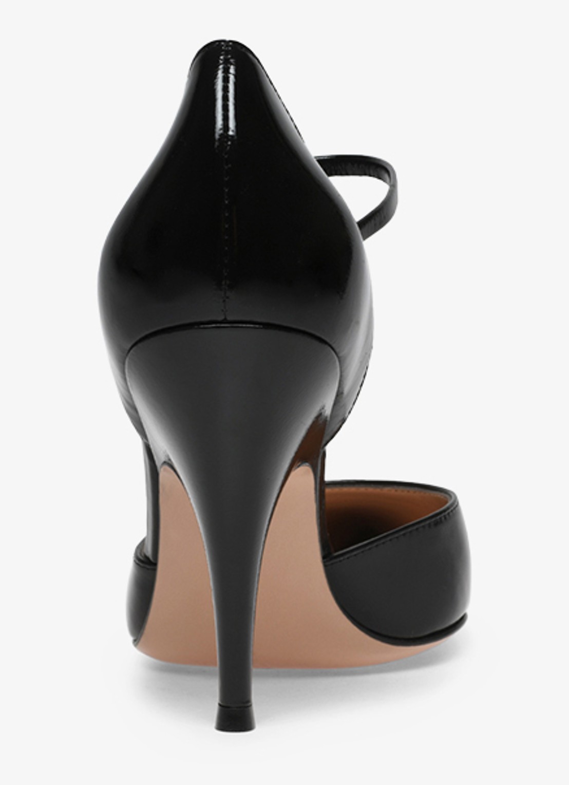 Gianvito Rossi Sofia D'Orsay pump van leer met lakfinish - achterkant zwart