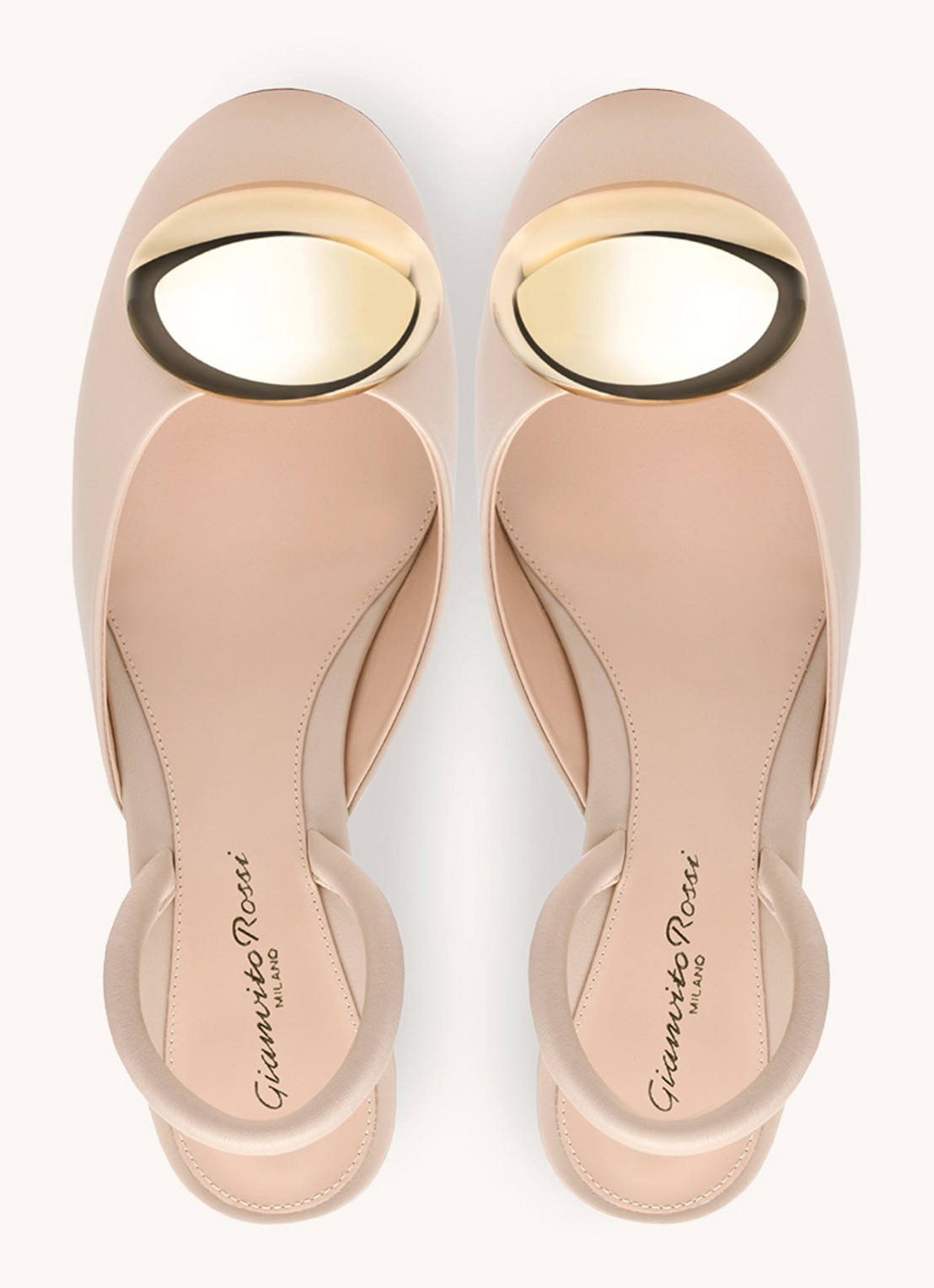 Gianvito Rossi Sphera 45 slingback van lamsleer - achterkant creme